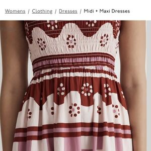 Madewell Rust, White & Pink Smocked Midi Dress